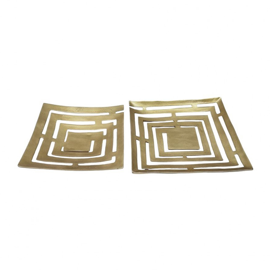 Sagebrook 14"/17" Metal Cut-out Plates (Set Of 2) - Gold