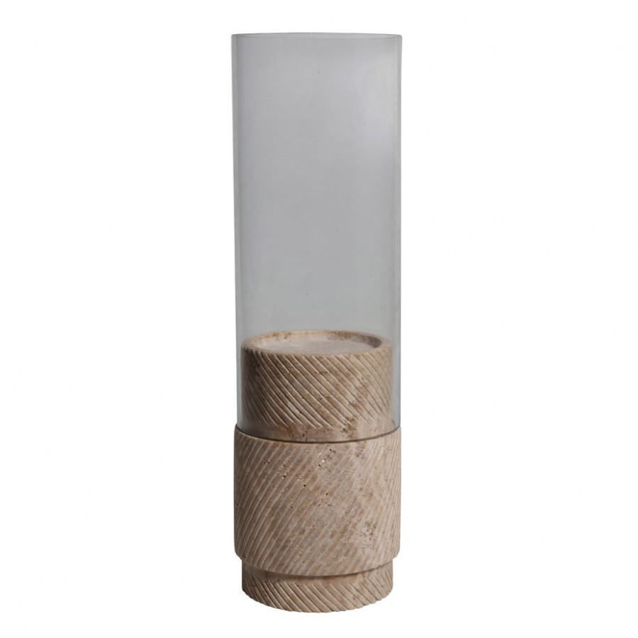 Sagebrook 10" Marble Hurricane Holder - Beige