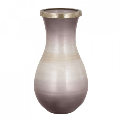 Sagebrook - 13" Glass Vase With Metal Rim