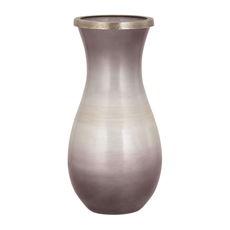 Sagebrook - 13" Glass Vase With Metal Rim