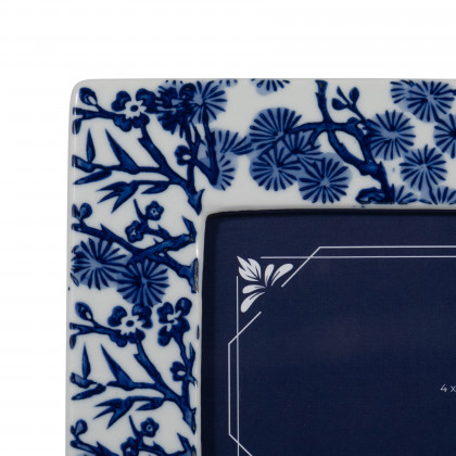 Sagebrook 4"x6" Ceramic Hibiscus Chinoiserie Photo Frame - Blue/White