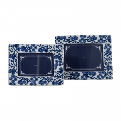 Sagebrook 4"x6" Ceramic Hibiscus Chinoiserie Photo Frame - Blue/White
