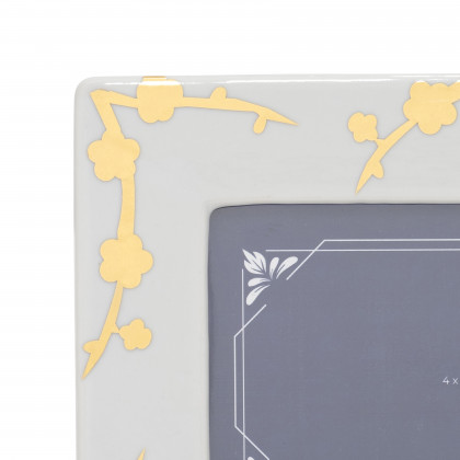 Sagebrook 4"x6" Ceramic Cherry Blossom Photo Frame - Gold/White