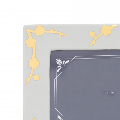 Sagebrook 5"x7" Ceramic Cherry Blossom Photo Frame - Gold/White