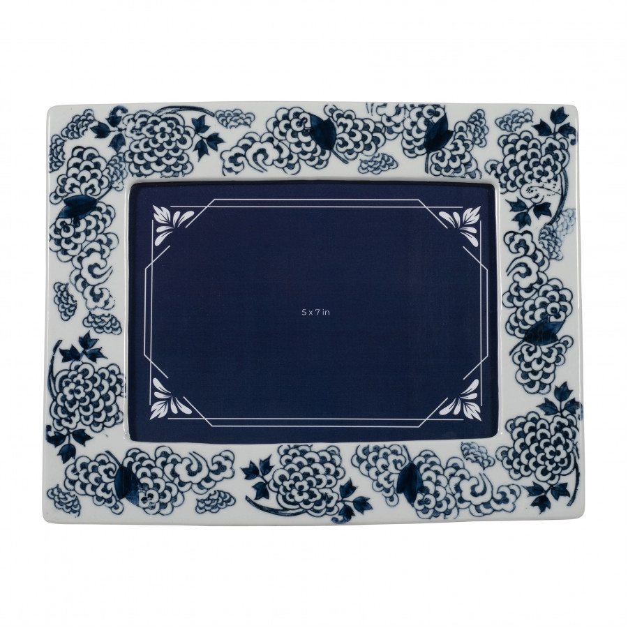 Sagebrook 5"x7" Ceramic Chinoiserie Photo Frame - Blue/White