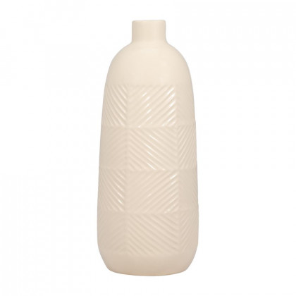 Sagebrook 16" Ceramic Textured Lines Vase - Cotton