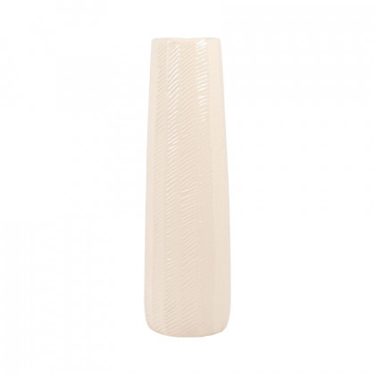 Sagebrook 16" Ceramic Etched Lines Cylinder Vase - Cotton