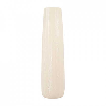 Sagebrook 24" Ceramic Etched Lines Cylinder Vase - Cotton