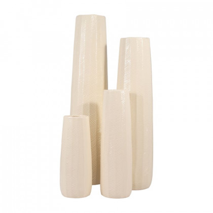 Sagebrook 28" Ceramic Etched Lines Cylinder Vase - Cotton
