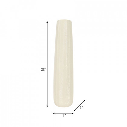 Sagebrook 28" Ceramic Etched Lines Cylinder Vase - Cotton