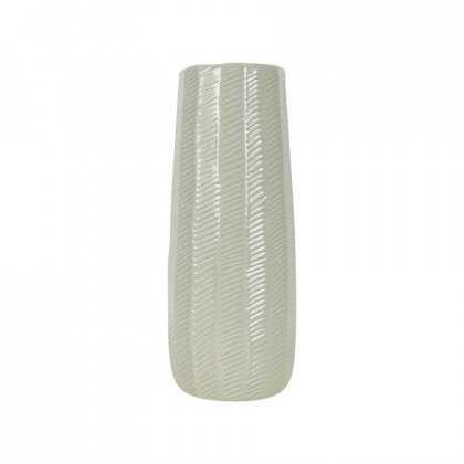 Sagebrook - 12" Ceramic Etched Lines Cylinder Vase