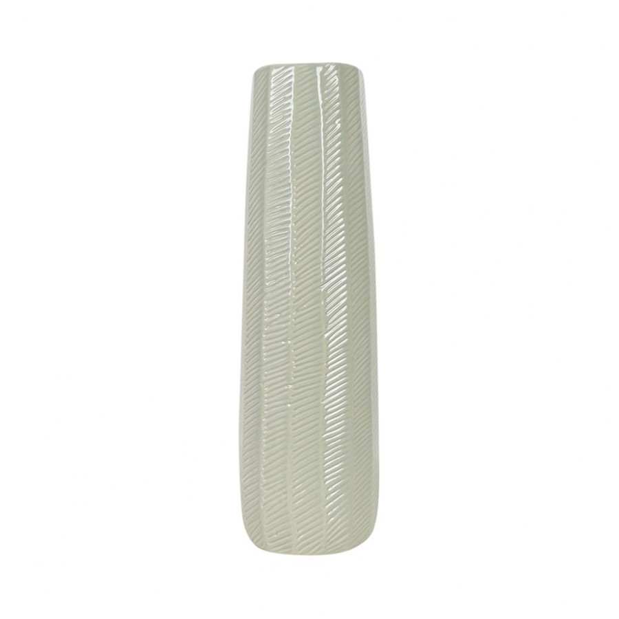 Sagebrook - 12" Ceramic Etched Lines Cylinder Vase