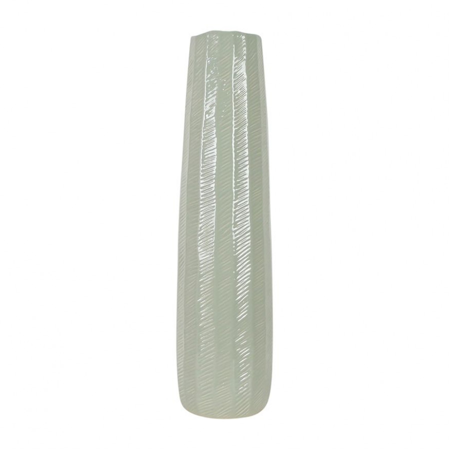 Sagebrook 24" Ceramic Etched Lines Cylinder Vase - Cucumber