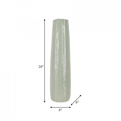 Sagebrook 24" Ceramic Etched Lines Cylinder Vase - Cucumber