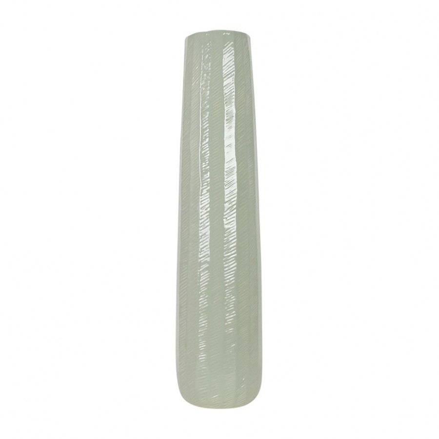 Sagebrook 28" Ceramic Etched Lines Cylinder Vase - Cucumber