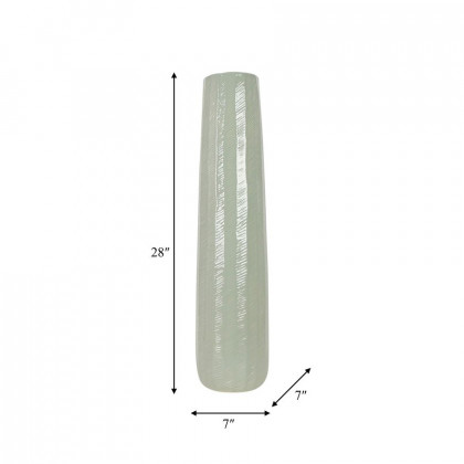 Sagebrook 28" Ceramic Etched Lines Cylinder Vase - Cucumber