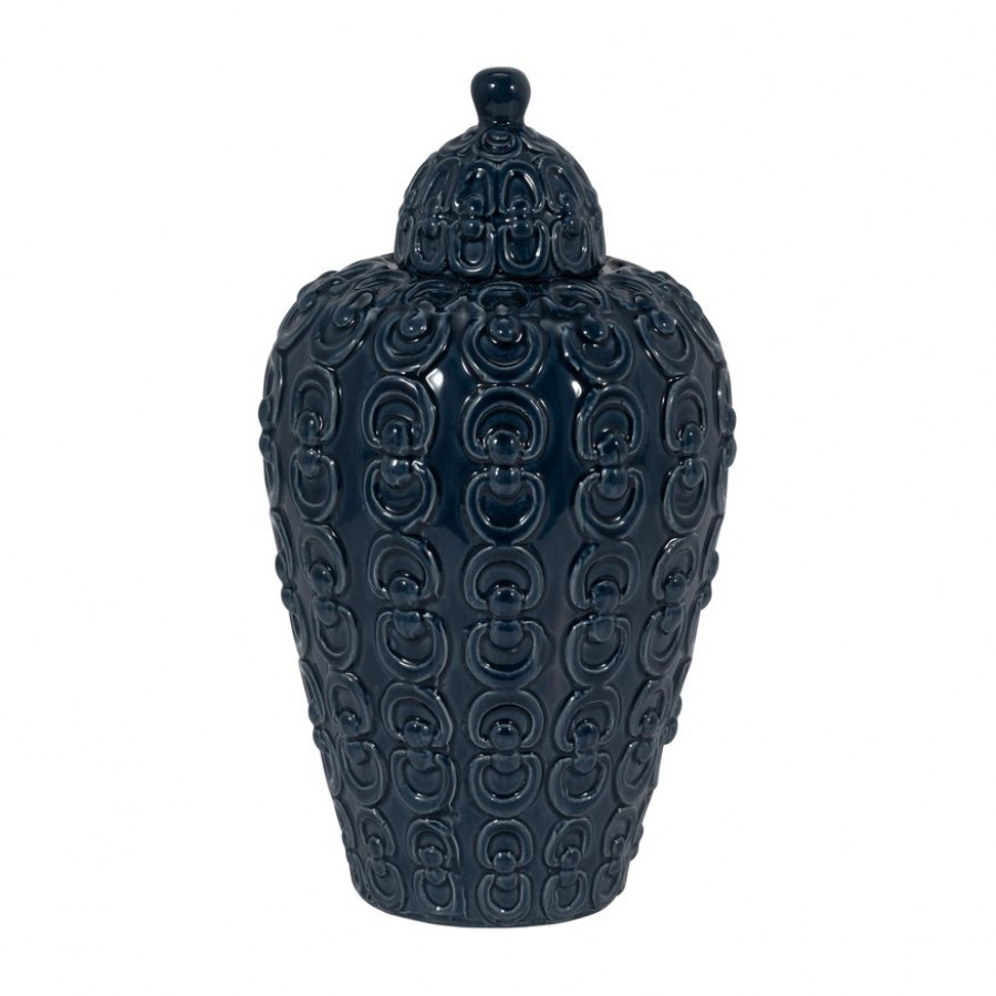 Sagebrook - 12" Ceramic Chain Texture Jar