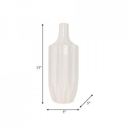 Sagebrook 13" Ceramic Fluted Vase - White