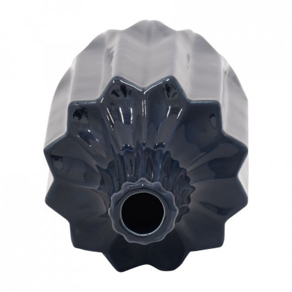 Sagebrook 13" Ceramic Fluted Vase - Navy