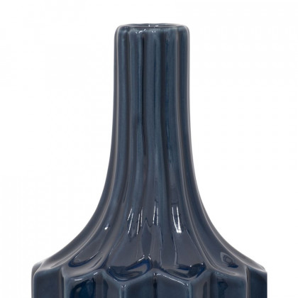 Sagebrook 16" Ceramic Fluted Vase - Navy
