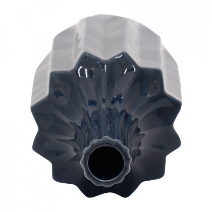 Sagebrook 16" Ceramic Fluted Vase - Navy