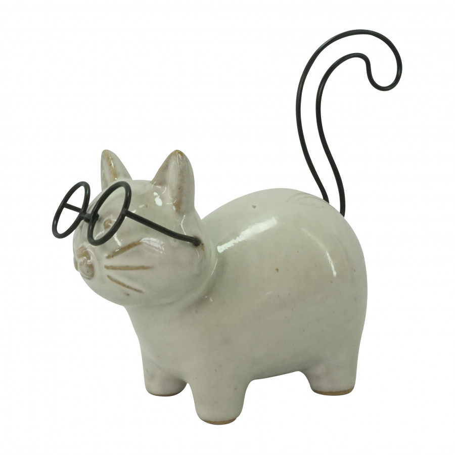 Sagebrook - 6" Ceramic Standing Kitty in White/Black