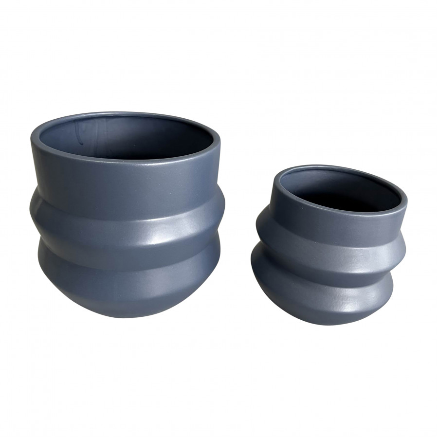 Sagebrook - 6"/8" Ceramic Accordion Planter (Set Of 2)