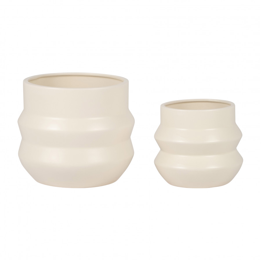 Sagebrook 6"/8" Ceramic Accordion Planter (Set Of 2) - Cotton