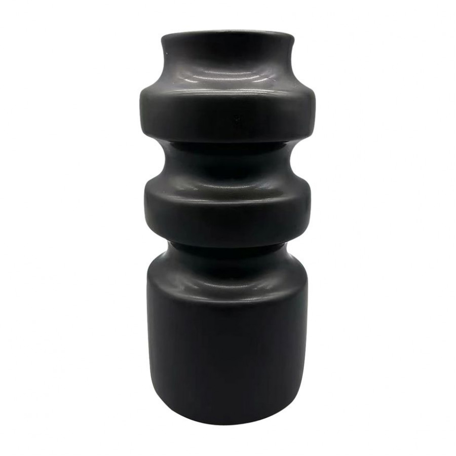 Sagebrook 9" Ceramic Tiered Vase - Black