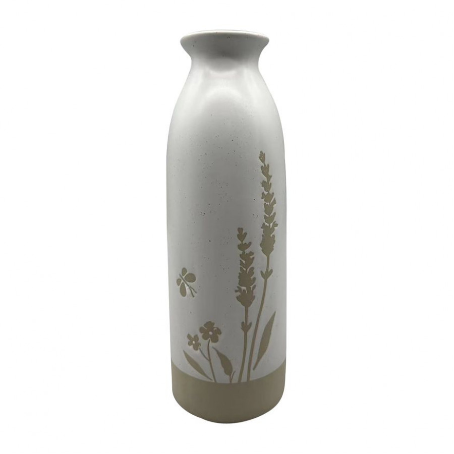 Sagebrook - 10" Ceramic Flower Field Vase in Ivory