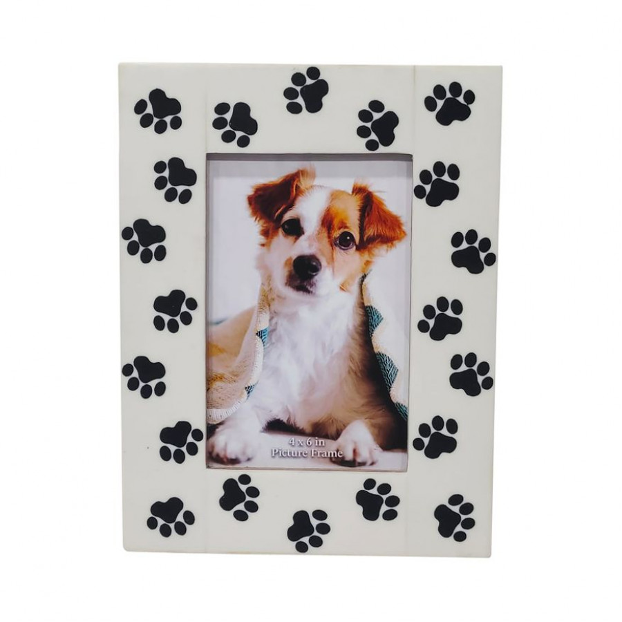 Sagebrook 4"x6" Resin Paw Prints Photo Frame - Black/White