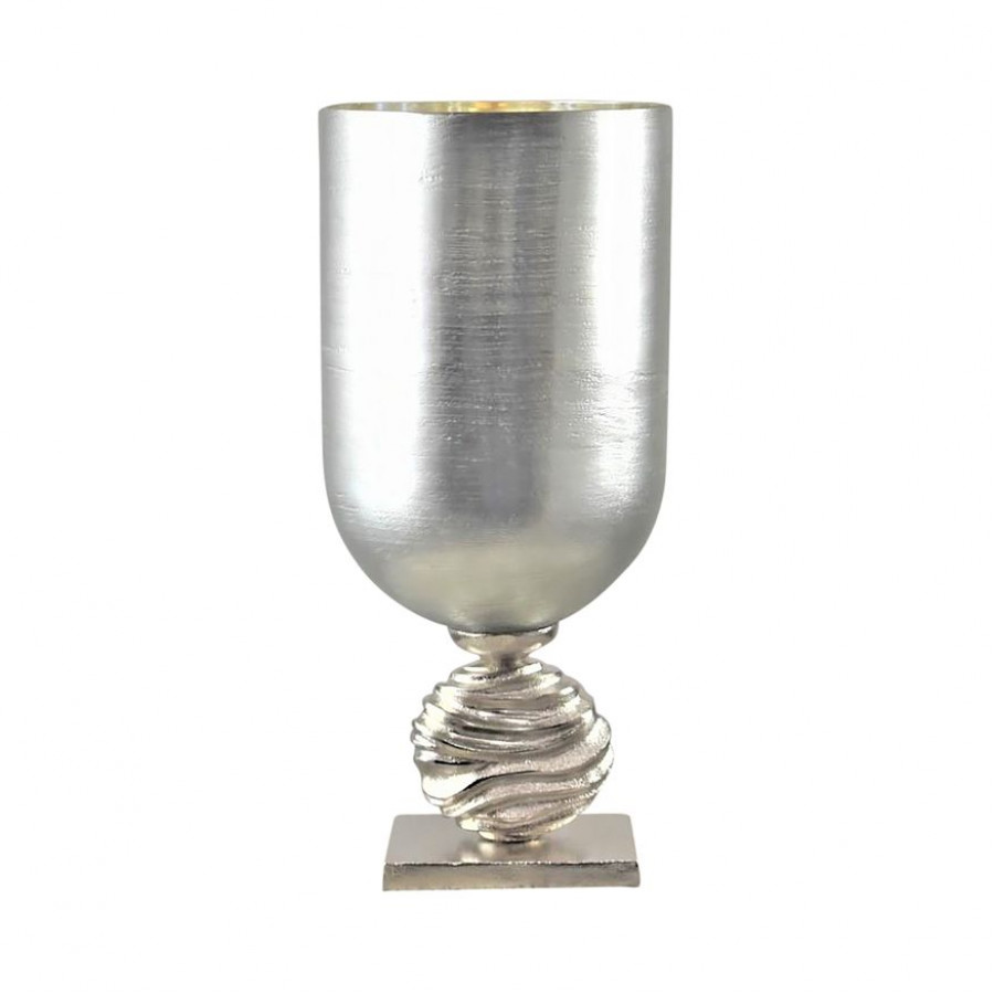 Sagebrook 18" Glass Vase With Orb Base - Silver