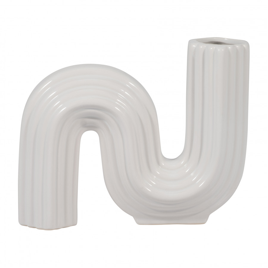 Sagebrook 6" Ceramic Loopy Vase - White
