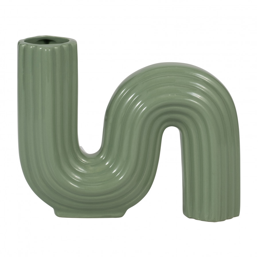 Sagebrook 6" Ceramic Loopy Vase - Dark Sage