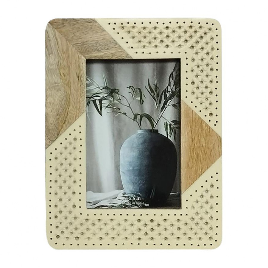 Sagebrook - 4"x6" Resin Wood & Woven Photo Frame