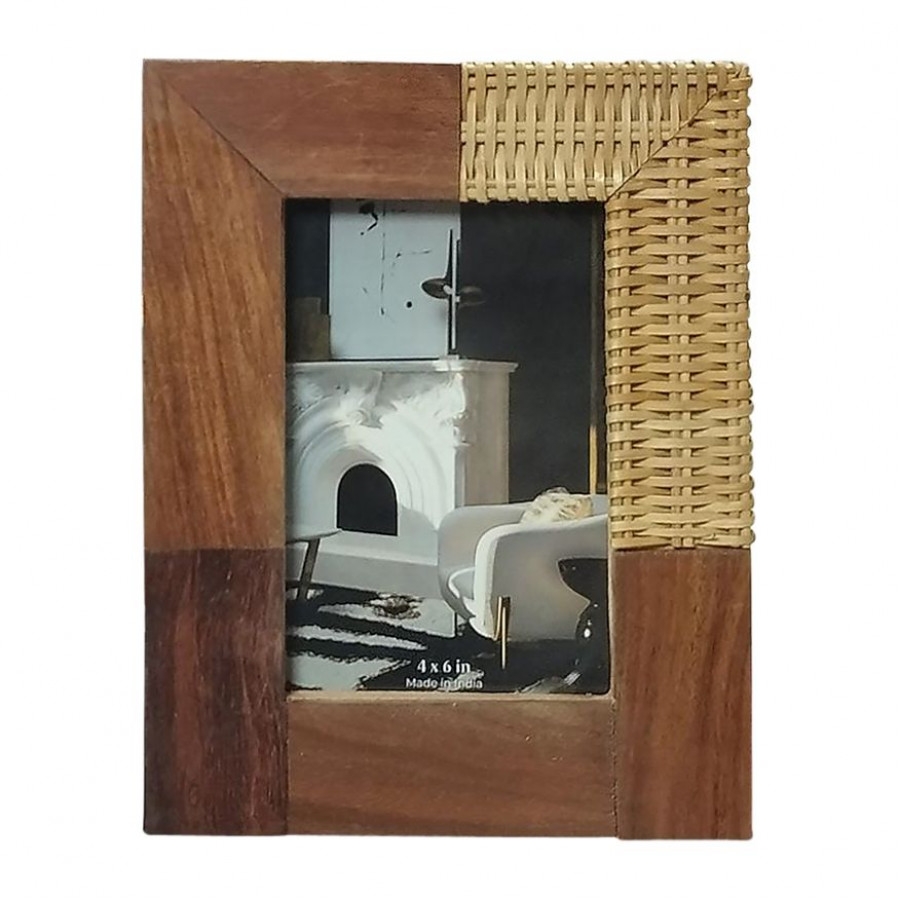 Sagebrook 5"x7" Wood Woven Detail Photo Frame - Brown
