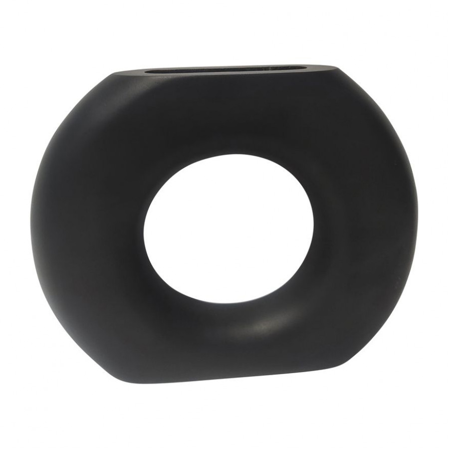 Sagebrook 11" Wood Donut Vase - Black