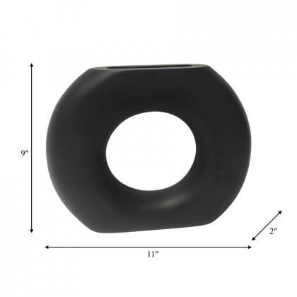 Sagebrook 11" Wood Donut Vase - Black