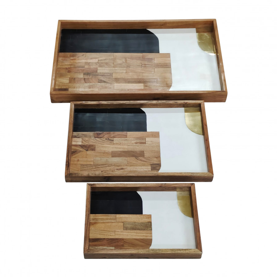 Sagebrook - 13"/18"/24" Resin Mid-century Trays (Set Of 3) in Multi-Color