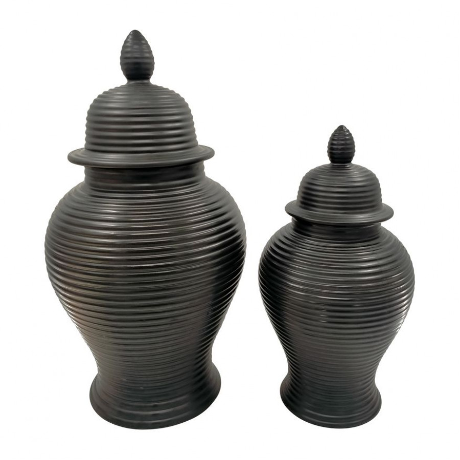 Sagebrook - 24" Ceramic Ribbed Temple Jar