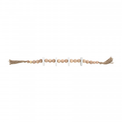 Sagebrook - 36" Wood Large Bead Garland with Marble Hearts