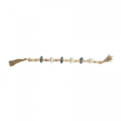 Sagebrook 36" Wood Small Bead Garland with Marble Hearts - Multi-Color