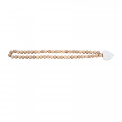 Sagebrook - 36" Wood Small Bead Garland with Marble Heart