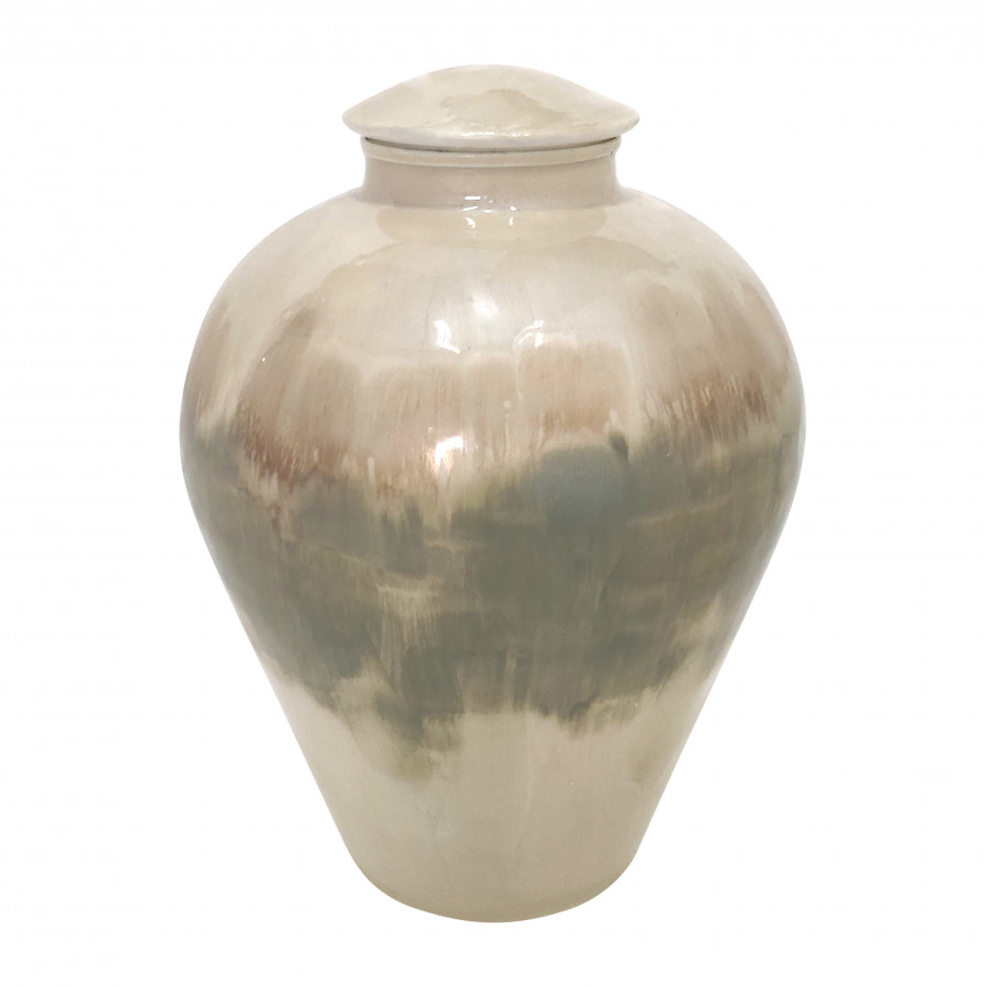 Sagebrook 16" Metal Temple Vase - Pearl