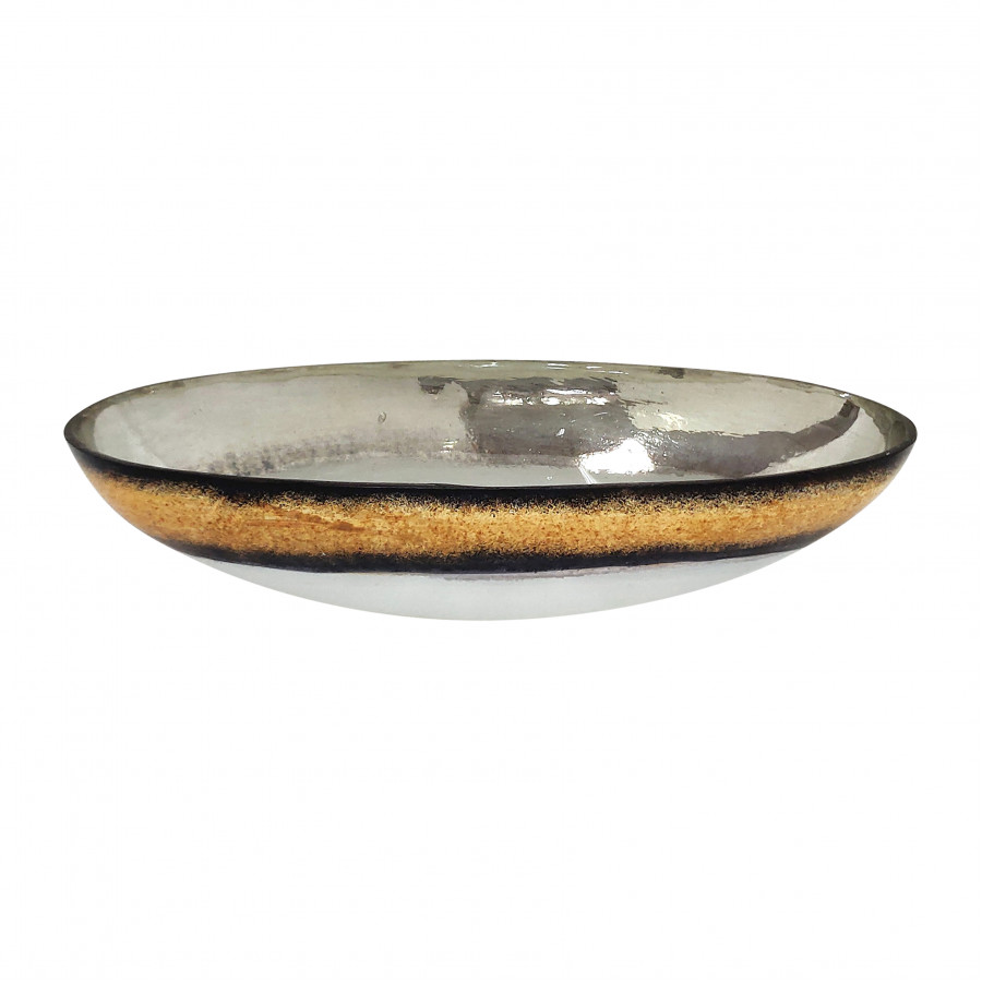 Sagebrook 13" Glass Bowl with Gold Trim - White