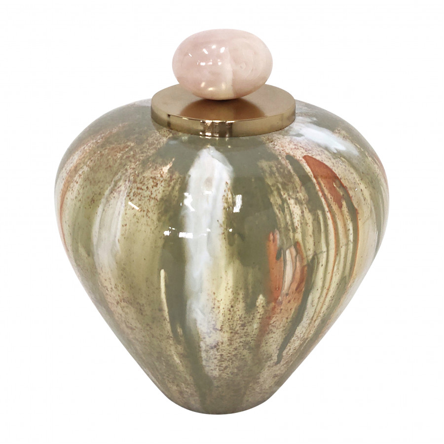 Sagebrook - 9" Glass Temple Vase with Resin Topper