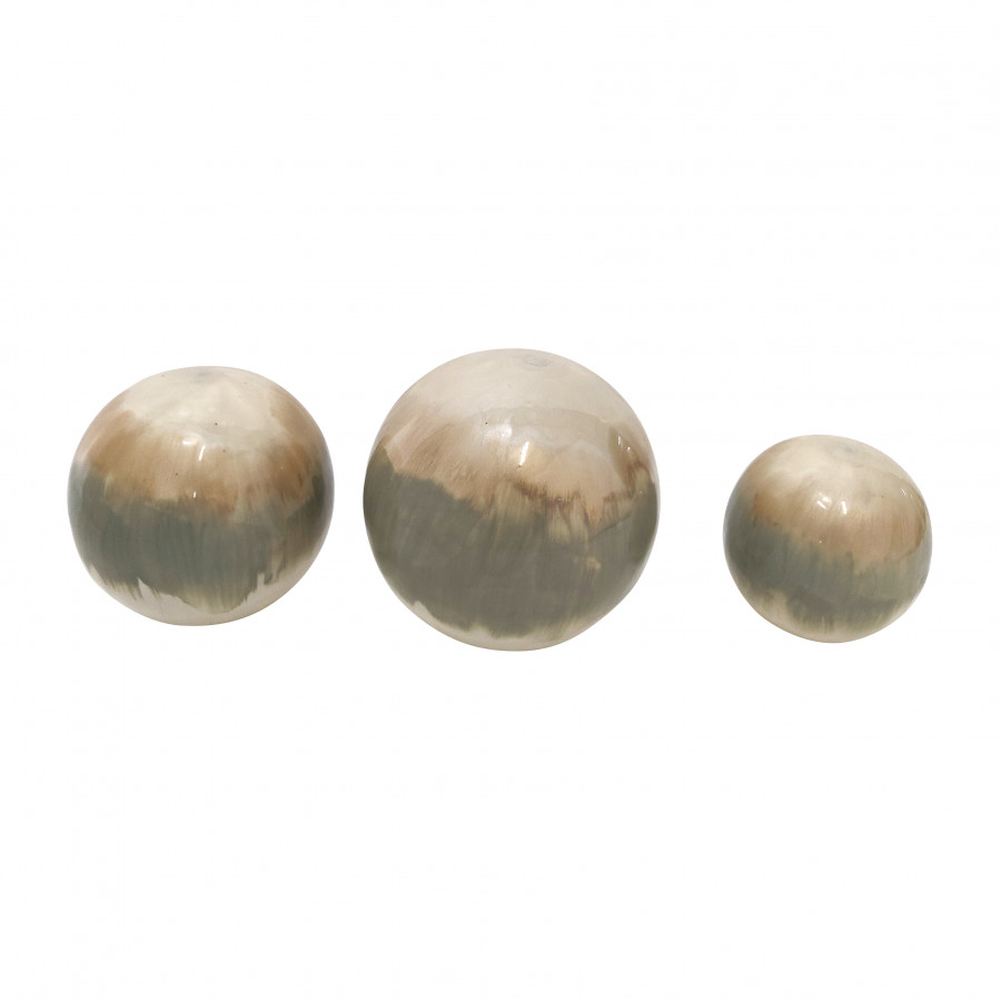 Sagebrook 4"/5"/6" Metal Galaxy Orbs (Set Of 3) - Pearl
