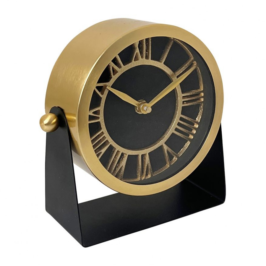 Sagebrook 6" Metal Table Clock - Gold Black