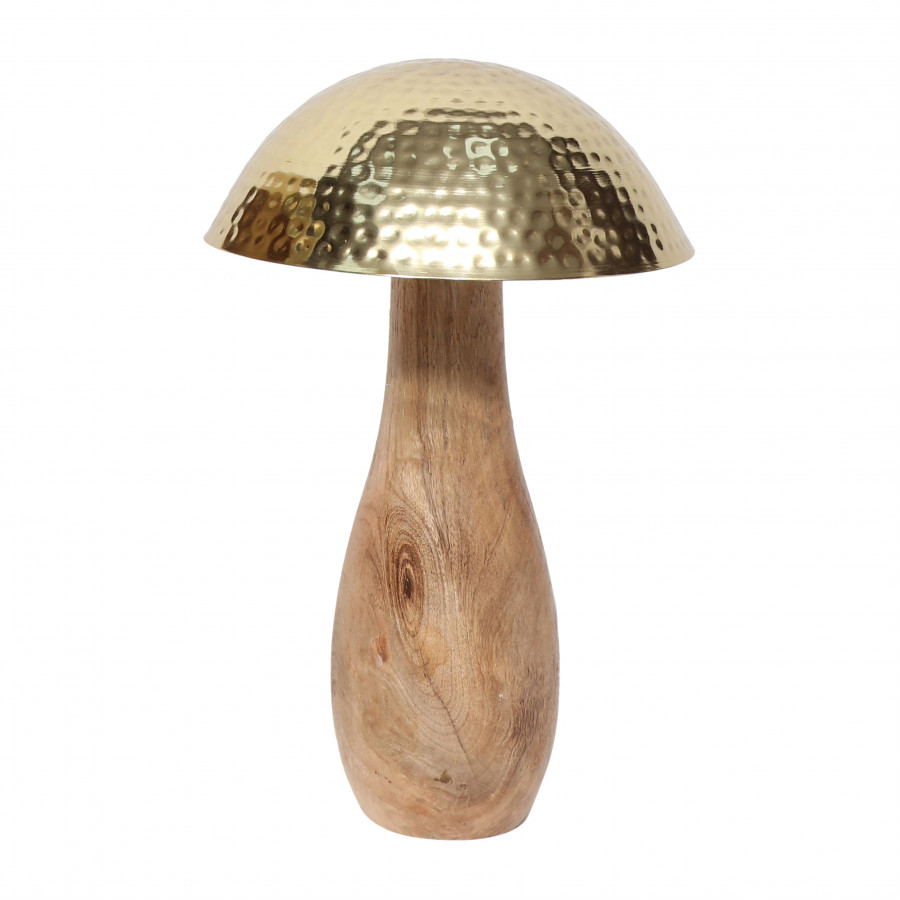 Sagebrook 16" Metal Mushroom with Wood Base - Gold