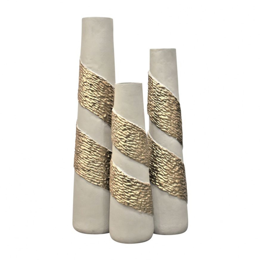 Sagebrook - 18" Glass Aluminum Wrapped Vase
